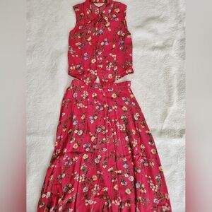 VINTAGE Floral Blouse/Skirt Set